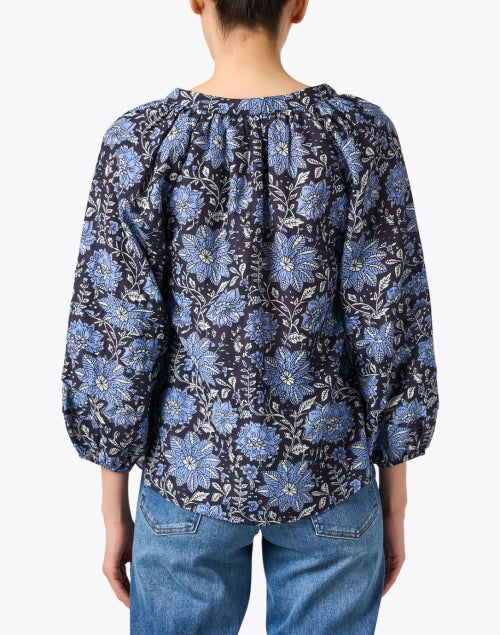 Stylish Tule Blue Print Cotton - Silk Top for Effortless Fashion