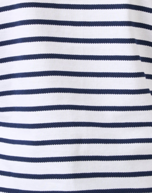 Etel Navy and White Striped Long - Sleeve Cotton Top with Yellow Accent