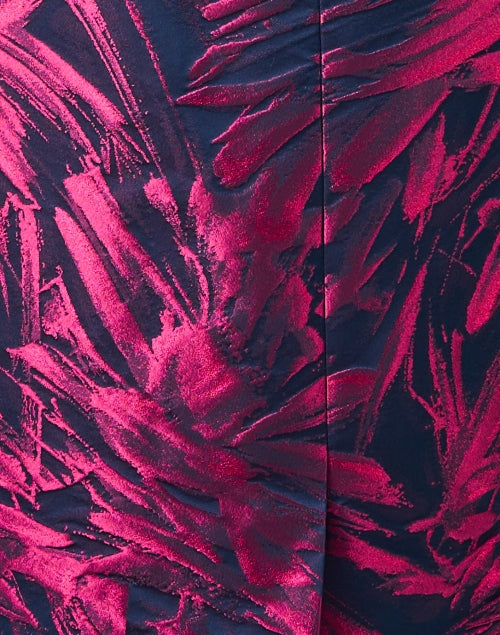 Stylish Magenta Jacquard Short - Sleeve Knee - Length Dress