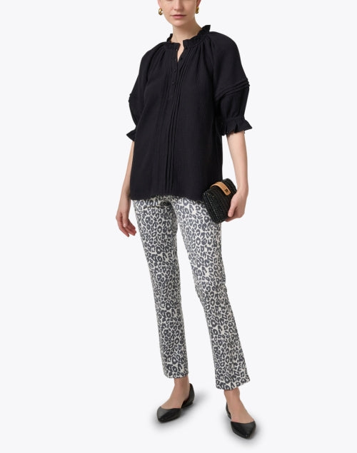 Stylish Billie Black Cotton Women's Top with Feminine Details
