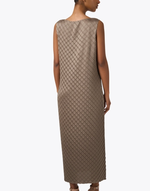 Stylish Taupe-colored Diamond-pleated Maxi Dress for Women