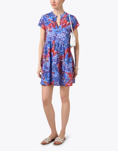 Feloi Lightweight Blue and Red Multi - Print Feminine Dress