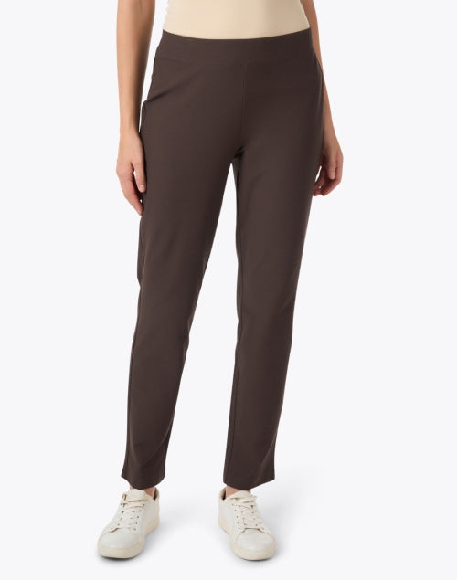 Eileen Fisher Brown Stretchable Slim-Fit Ankle Cropped Pants