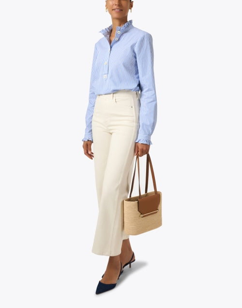 Merida Beige Stretchable Wide-Leg Ankle-Fit Denim Jeans