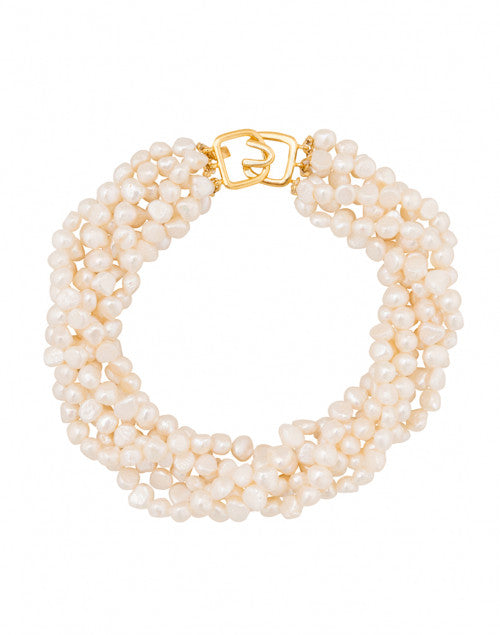 Kenneth Jay Lane Stunning Gold-Clasp Freshwater Multi-Strand Pearl Necklace