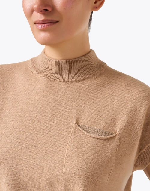 Stylish Brown Wool, Silk, and Cashmere Blend Knit Sweater for Daily Wear