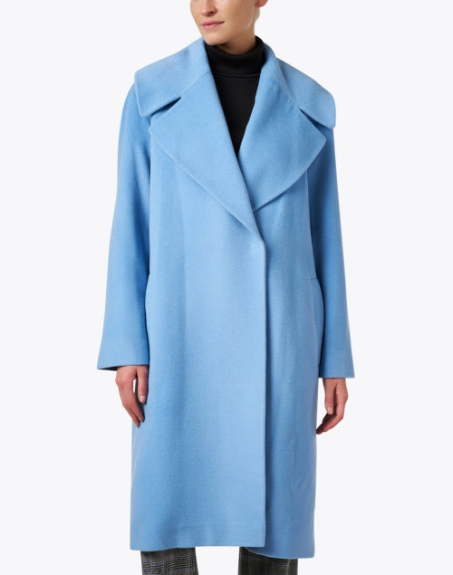 Stylish Sky - Blue Woolen Overcoat for Fashion - Forward Individuals