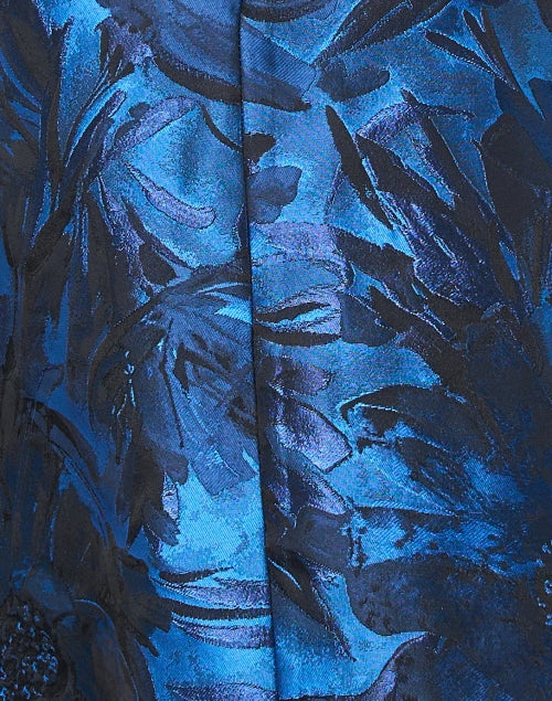 Stunning Blue Floral Jacquard Evening Dress for Special Occasions