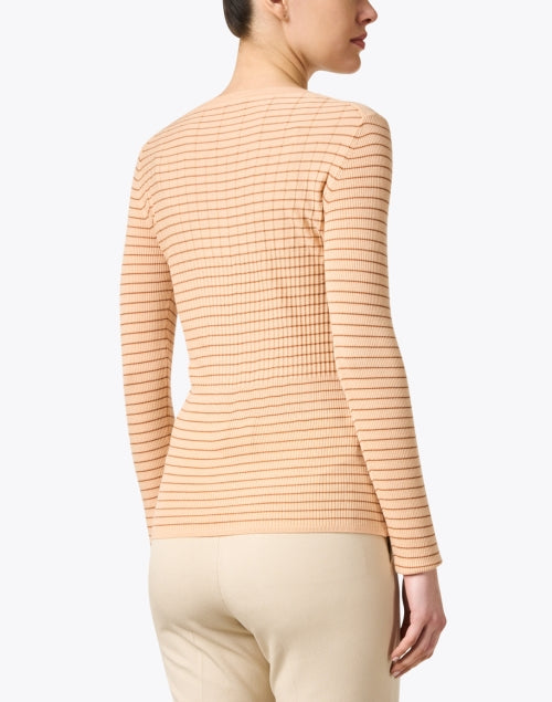 Elegant Orange Striped 100% Merino Wool Knit Top for Timeless Style