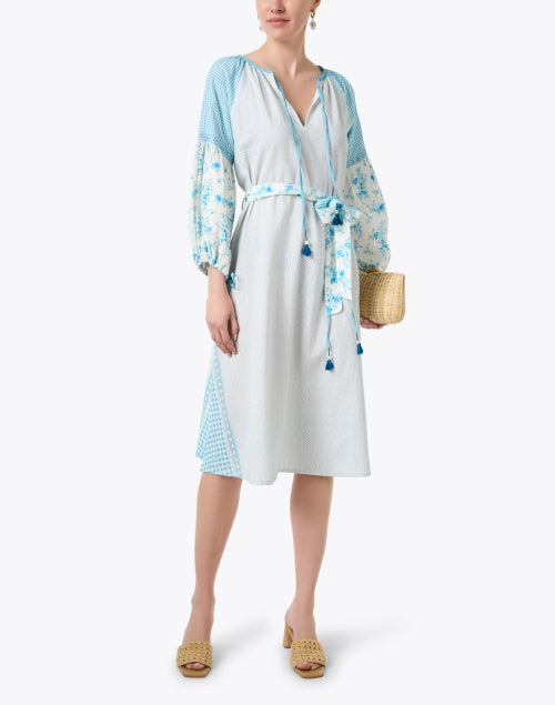 Stunning Avah Blue Multi - Patterned Cotton Dress