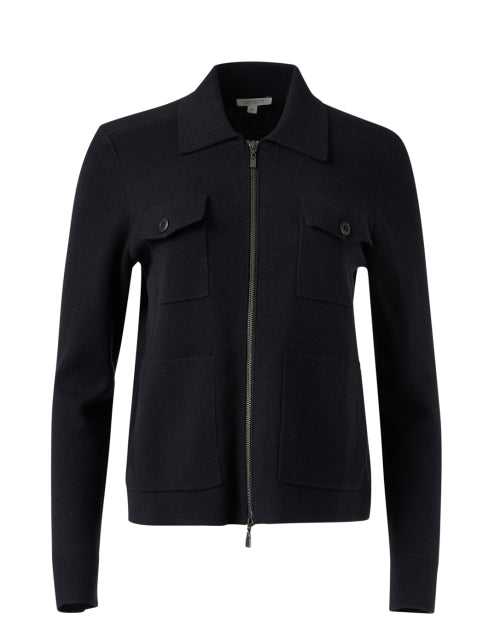 Stylish Black Knit Utility Zip-up Cardigan for Casual Wear