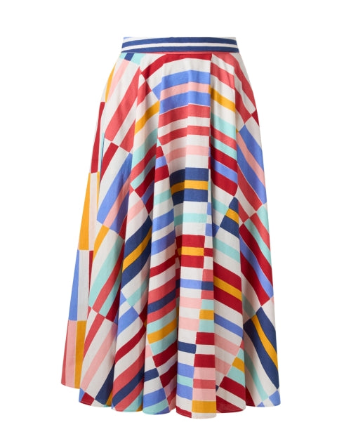 Stylish Full - Circle Multi - Printed 100% Cotton Skirt for New Season