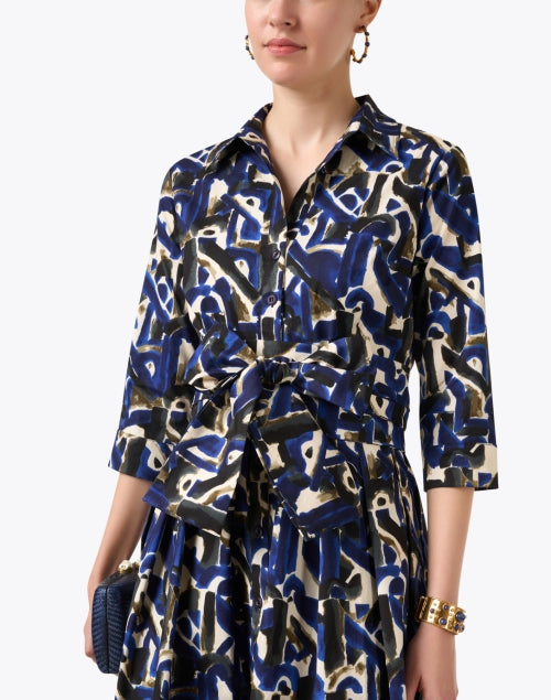 Audrey Cotton Stretch Dress with Multi - Abstract Prints