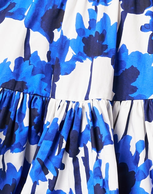 Elegant Blue and White Floral Print Women's Cotton Dress