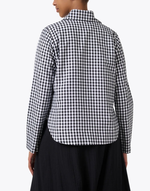 Stylish Black and White Gingham Cotton Twill Shirt Jacket