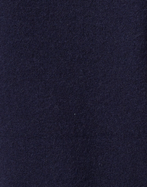 Navy Blue Cashmere Ringer Style Crew Neck Top for Spring and Summer