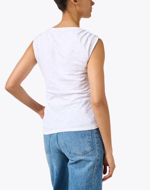 Veronica Beard Bordy Women's White Cotton Knit Draped Casual Top