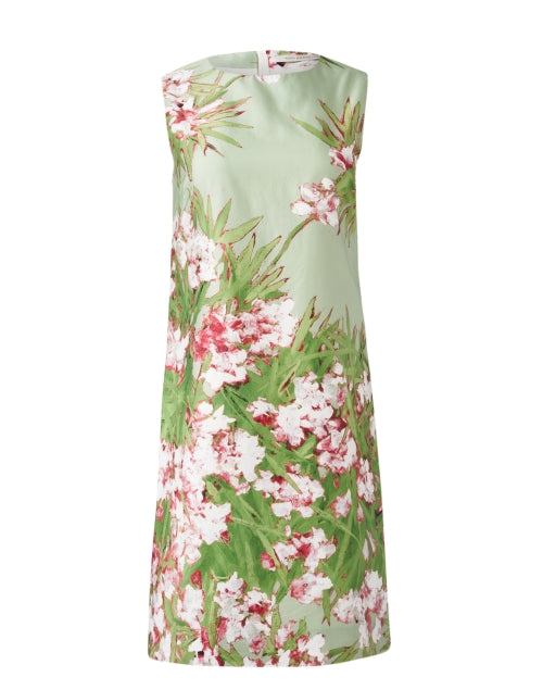 Liguria Women's Green Floral Cotton Mini Dress for All - Season Wear