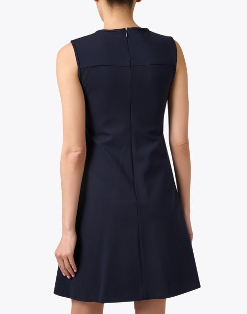 Navy Sybil Mini Shift Dress with Gold Button Details