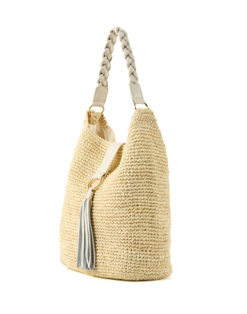 Stylish Sorrento Ivory Beige Raffia Shoulder Bag for Summer