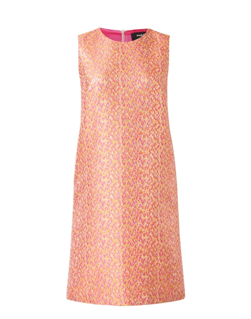 Stylish Orange Jacquard Women's Shift Dress for Special Occasions