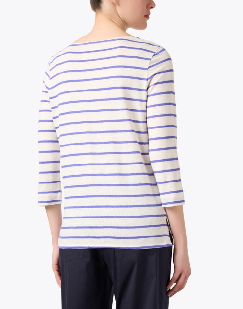 Majestic Filatures Klein Purple Striped Breathable Linen Blend Shirt with Stretch