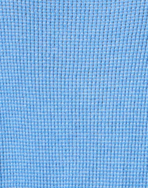 Stylish Blue Cotton Waffle-Knit Boat Neck Top