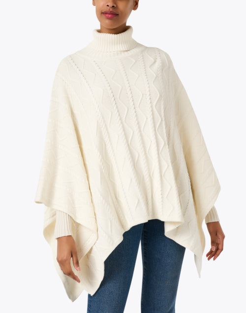 Perry Soft Ivory Cotton - Cashmere Cable - Knit Poncho