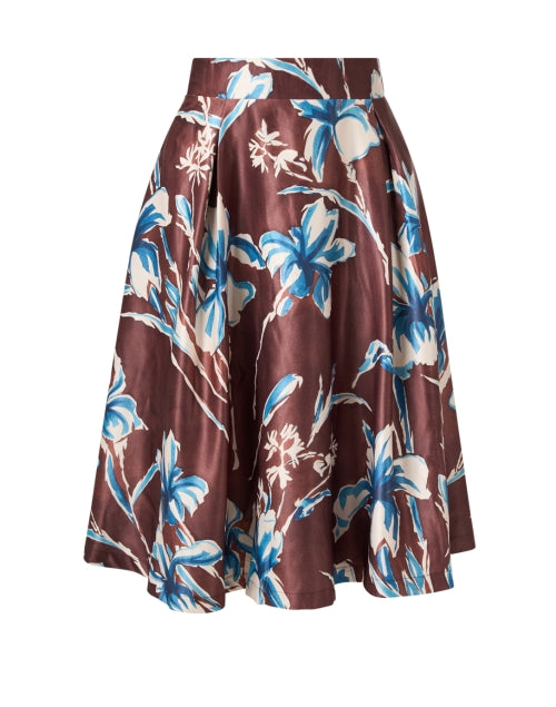 Frances Valentine Shelley Brown Floral Print Taffeta Women's Skirt for a Polished Look