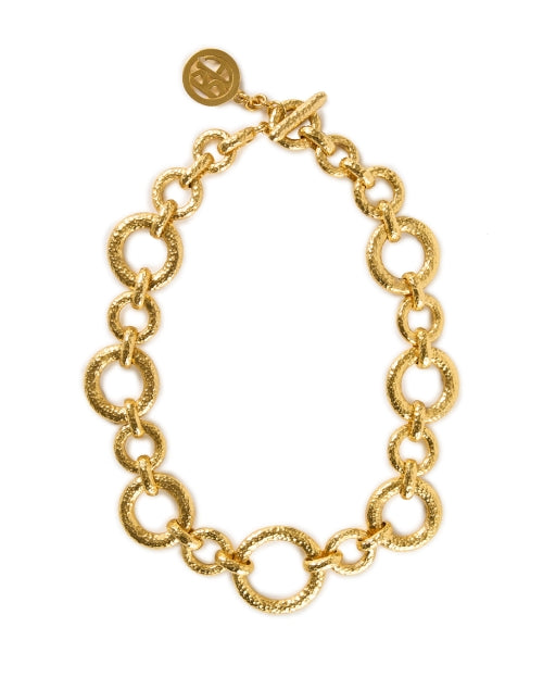 Exquisitely Textured Gold-Plated Brass Toggle Style Necklace for All Seasons