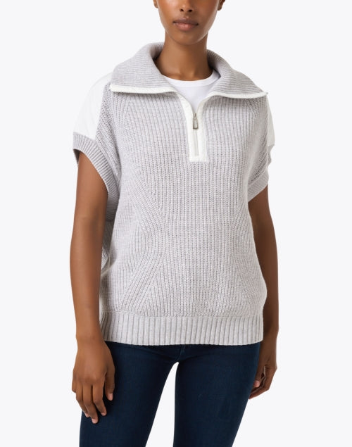 Stylish Grey Quarter - Zip Sweater for Everyday Wear
