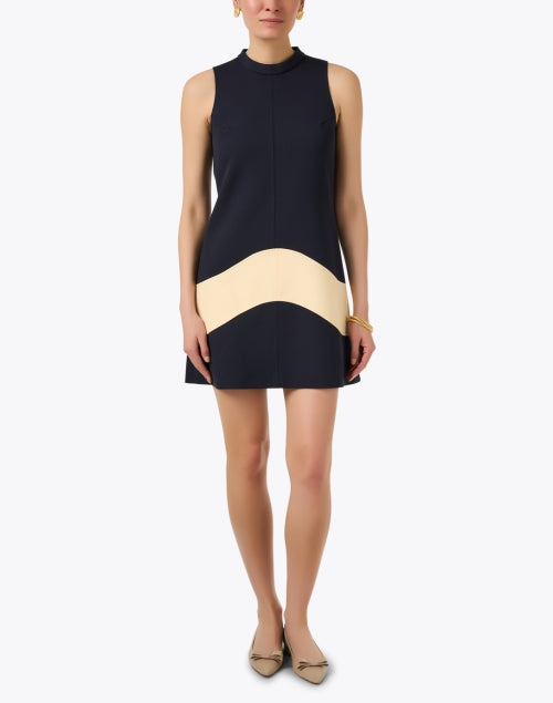 Stylish Navy and Beige Shift Regata Dress for Modern Women