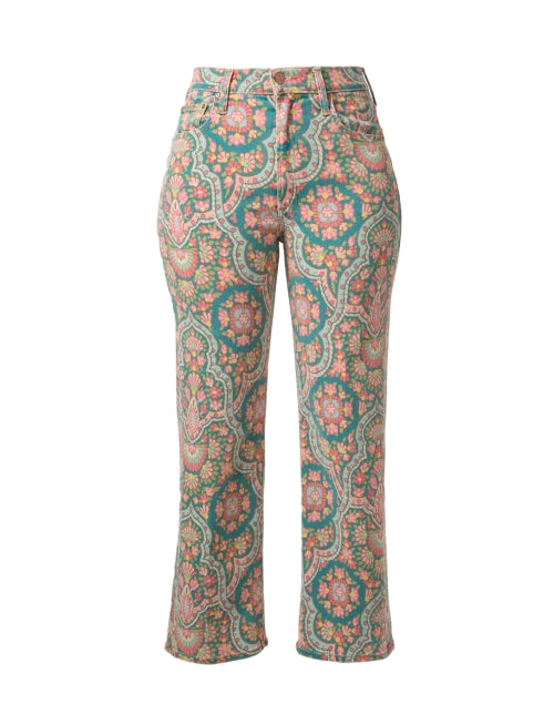 Mother's Stylish Multi - Print Straight - Leg Ankle Hem Denim Jeans