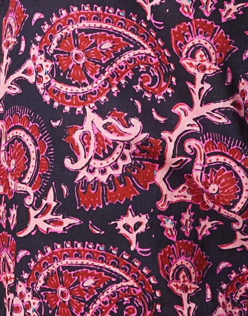 Figue's Vibrant Purple Paisley Cropped Straight-Leg Cotton Pants for Resort Season