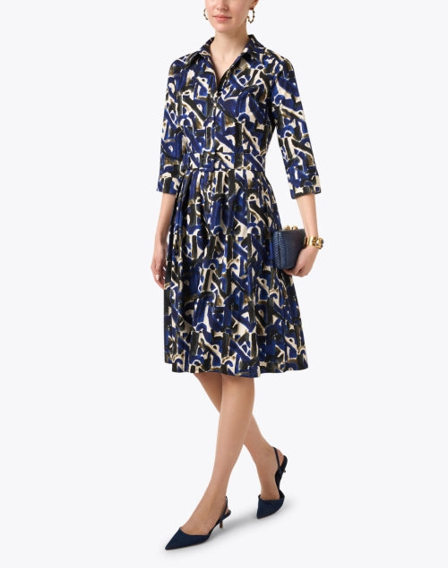 Audrey Cotton Stretch Dress with Multi - Abstract Prints