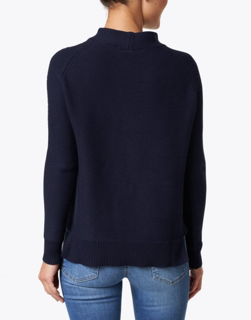Navy Mid - weight Cotton Garter Stitch Men's Sweater for Casual Wear