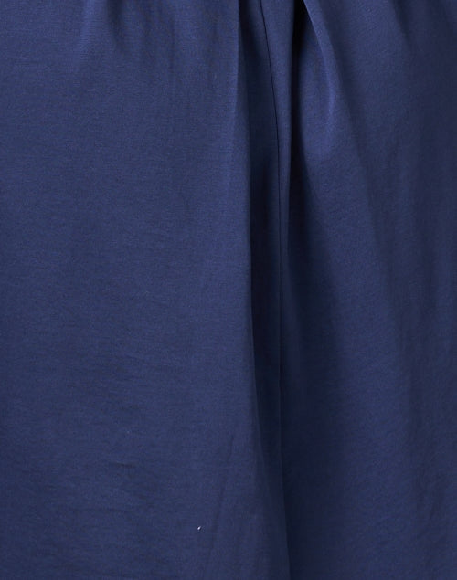 Large-Sized Navy Blue 100% Cotton Mini Dress for Seasonal Wear