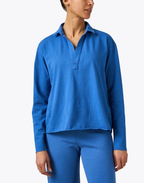 Patrick's Stylish Blue Popover Henley Men's Top for Casual Wear