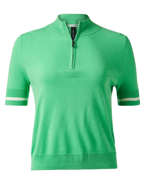 Marc Cain Sports Stylish Green Quarter-Zip Knit Top