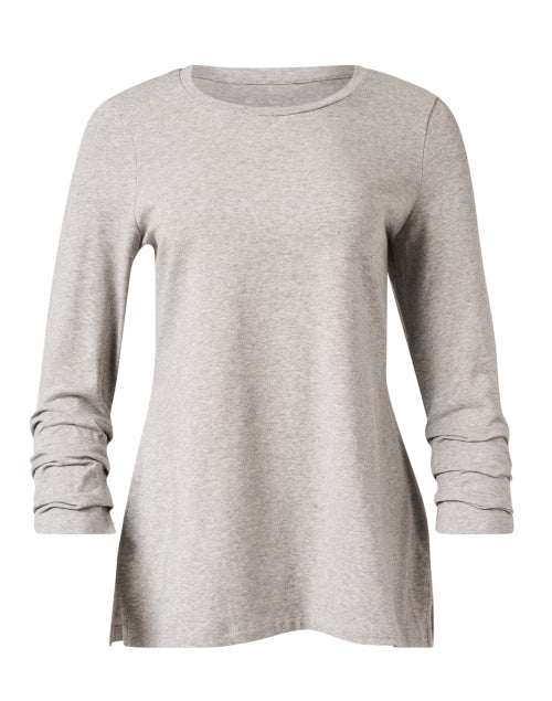 Heather Grey Peruvian Pima Cotton Tee with Ruched Set - in Sleeves