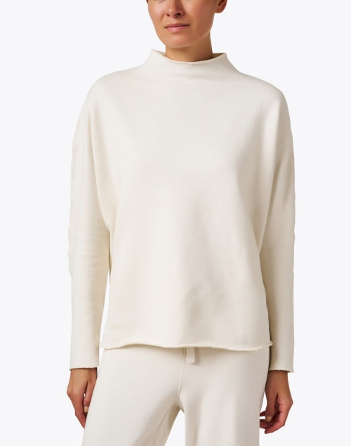 Effie Ivory Cotton Casual Funnel Neck Sweatshirt for Fall Season