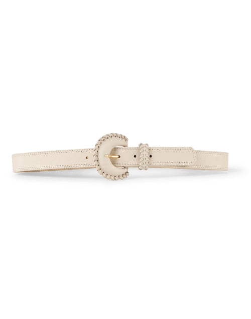 Elegant Ivory Leather Belt with Modern Round Buckle by B - Low the Belt