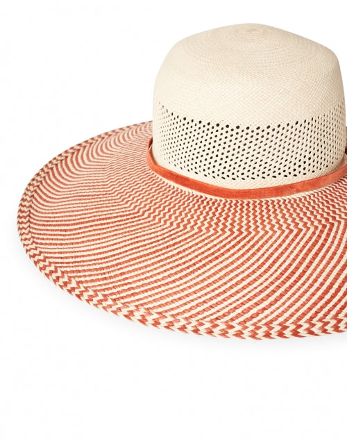Ecuadorian Hand - woven Rust - colored Natural Straw Sun Hat with Orange Ribbon
