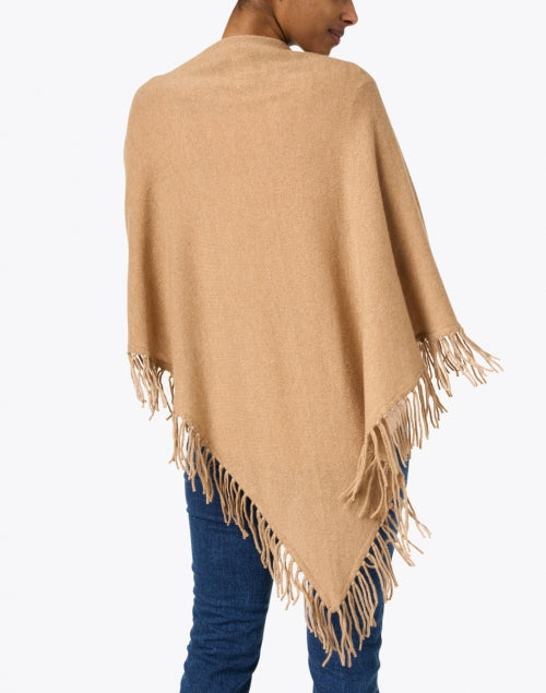 Luxurious Italian Camel Cashmere Shawl with Fringe Trim