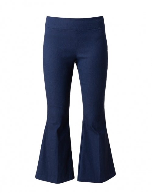 Stylish Indigo Stretch Pull-On Flared Crop Women's Trousers