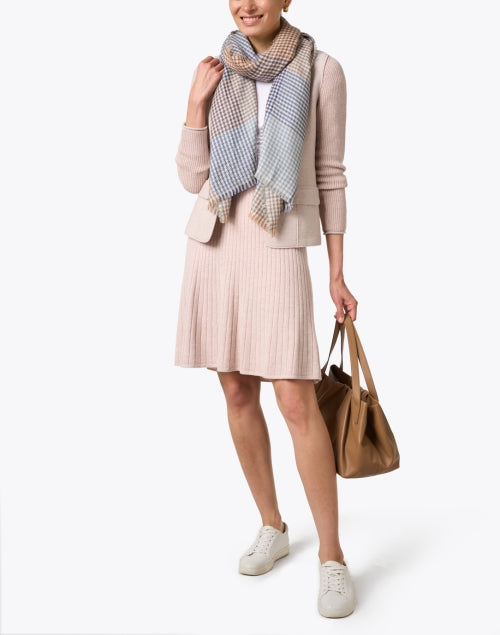 Pink Ribbed Knit Wool Women's A-Line Skirt