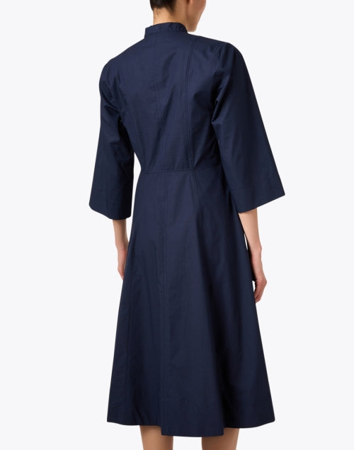 Stylish Navy-Colored Cotton Fit-and-Flare Dress