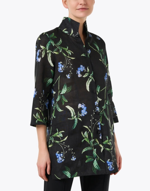 Stylish Rita Black Floral Linen Jacket for Special Occasions
