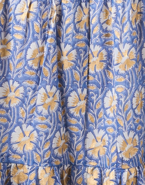 Stylish Blue and Golden Printed Women's Dress