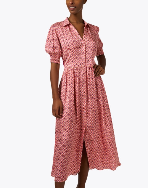 Stylish Pink-Printed Women's Shirt Dress with Italian Flair